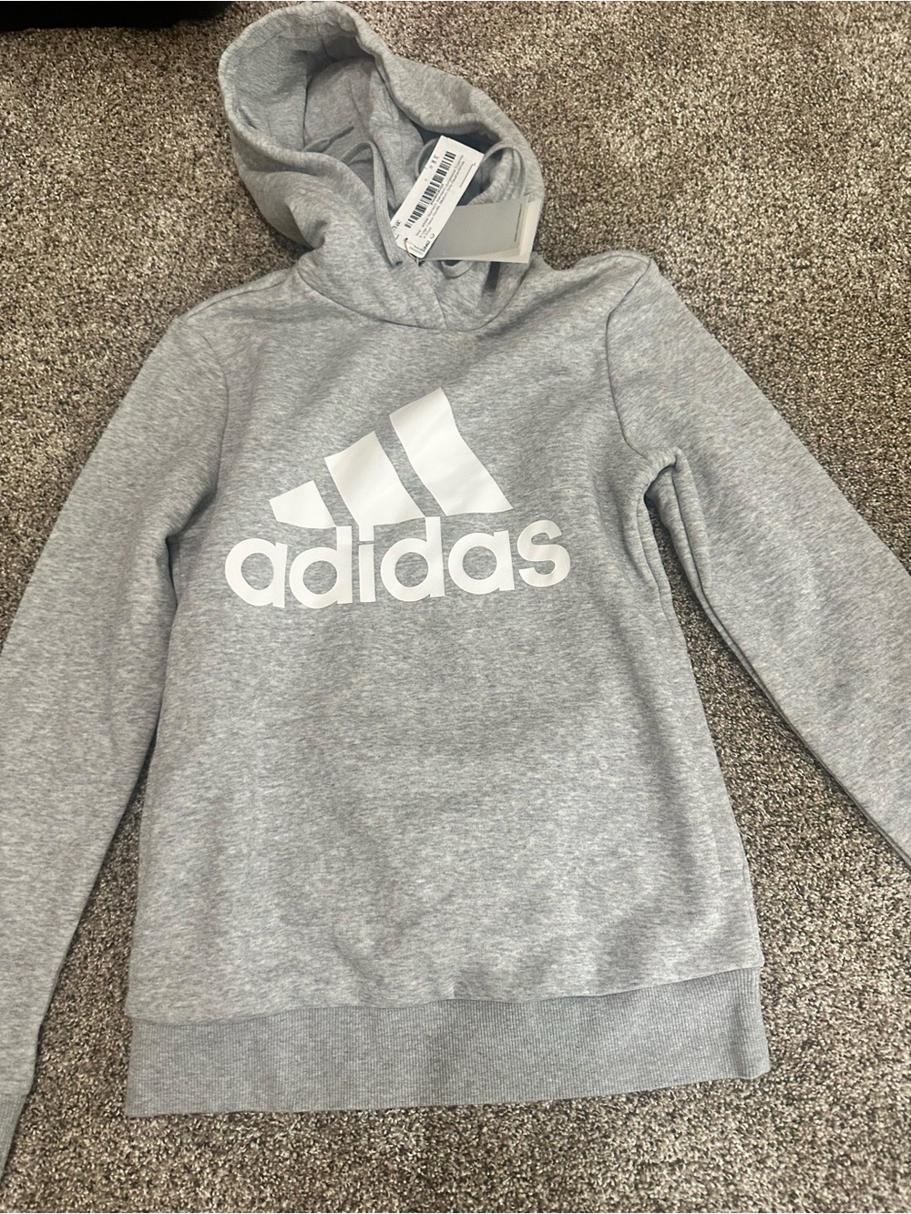 adidas Light Gray Hoodie with White Logo